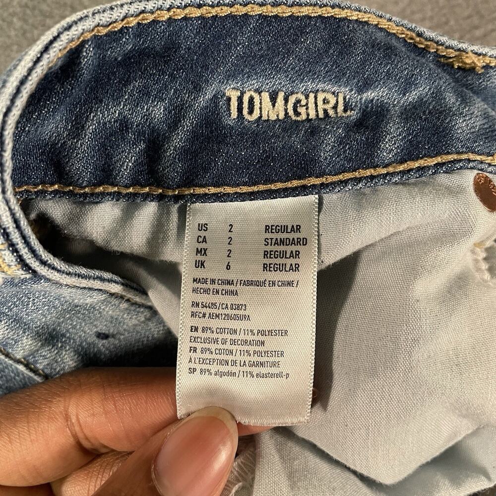 American Eagle Jeans Blue Women’s Size 2 Cotton Tomgirl Distressed Casual - Picture 9 of 13